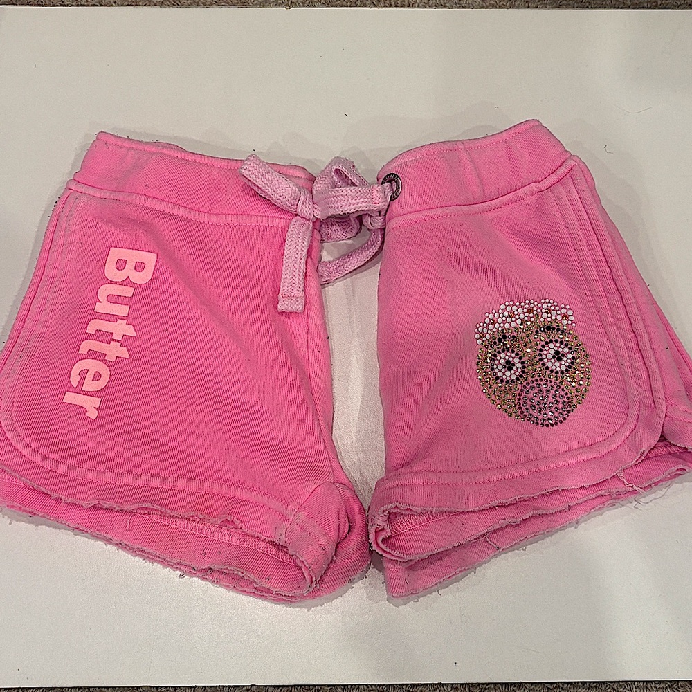 Butter Bedazzled Flower Crown Surprised Emoji Face Dolphin Hem Shorts